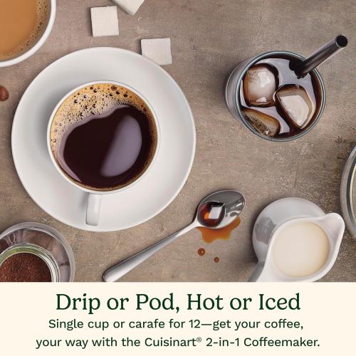 Cuisinart 12-Cup Coffee Maker, Single-Serve Brewer Glass Carafe, Automatic Hot & Iced Coffee Machine, Brew Strength Control and Pause, SS-16, Stainless Steel