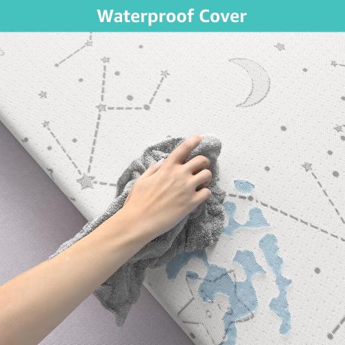 YENING Organic Cotton Pack and Play Mattress Pad Breathable 38x26 Waterproof Baby Mattress for Pack N Play Matress Topper Waterproof with Strap