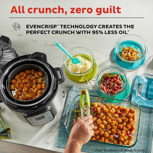 Instant Pot Duo Crisp 11-in-1 Air Fryer and Electric Pressure Cooker Combo with Multicooker Lids that Fries, Steams, Slow Cooks, Dehydrates,Free App With Over 800 Recipes, Black/Stainless Steel, 8QT