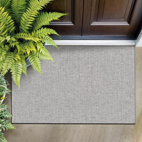 Beverly Rug Easy Jute Gray Entry Rug 2x3 Solid Washable Durable Outdoor Indoor Area Rugs for Living Dining Patio Office Stain Resistant Non Shedding Casual Indoor Outside Carpet 2 x 3 Gray