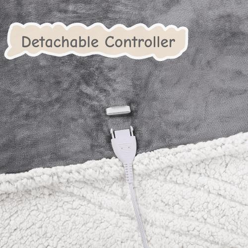 Electric Heated Blanket Full Size 72x84, Soft Flannel with Overheat Protection, 9 Adjustable Heat Settings & 10-Hour Auto-Off Timer, Fast Heating for Winter Comfort, Light Gray