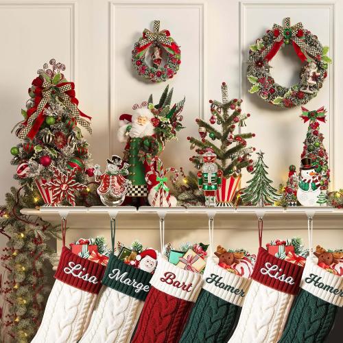 Loncaster Set of 6 Christmas Stocking Holders for Mantle, Christmas Tree Weighted Stocking Holder, Snowflakes Stocking Hangers for Mantle,Christmas Stocking Holder for Fireplace Christmas Decorations