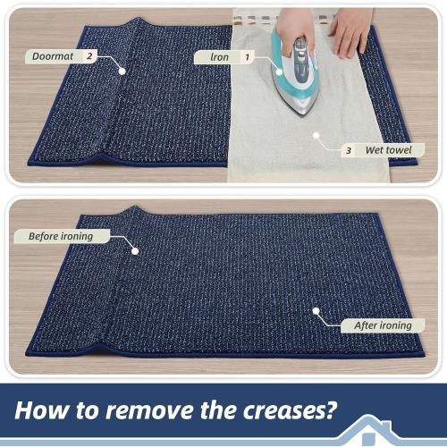 BEQHAUSE Dirt Trapper Door Mat 24 x 36, Non-Slip Washable Doormats, Blue