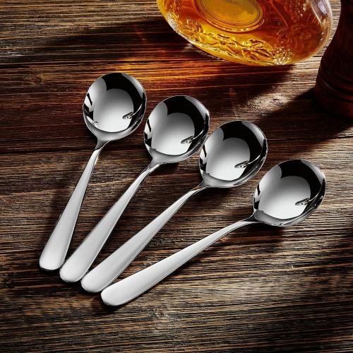 KEAWELL Premium 7 Louise Soup Spoons, 18/10 Stainless Steel, Dishwasher Safe (4)