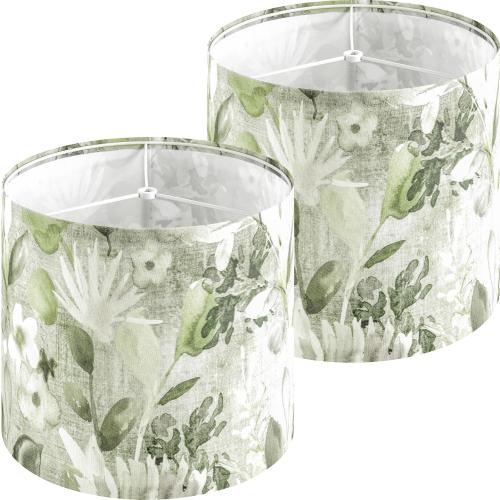 PAPAYA Lamp Shades Set of 2 10 D x 9 H Green Floral Drum Shade