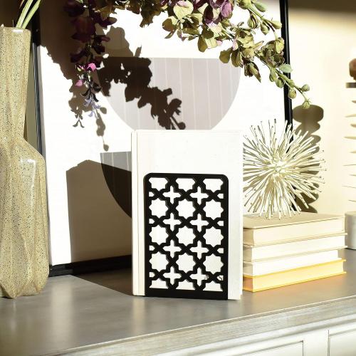 CNK Book Ends Bookends for Decorative Books Holder Bookend Shelves End Hold Heavy Duty Holders Stoppers Metal Stopper Cute Boho Bookshelf Holds Cookbook Office Home Set of 2 Bookends Pair Black