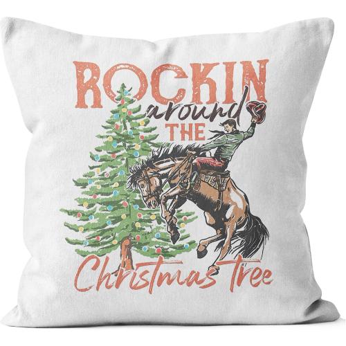 Western Christmas Decor - 18x18 Throw Pillow Covers for Bedroom & Sofa, Tree Decorations