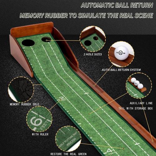 Putting Green Indoor,Golf Putting Mat with Auto Ball Return,Premium Crystal Velvet Surface, Practice Putting mat, Perfect Training Aid & Gift for Golf Lovers Christmas