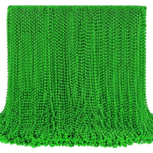 SHAOQINLIN 144 PCS St. Patrick's Day Bead Necklaces, Green Mardi Gras Christmas Beads, 33'' Green Party Beads for St. Patricks Day, Mardi Gras, Christmas, Carnival Party Favors