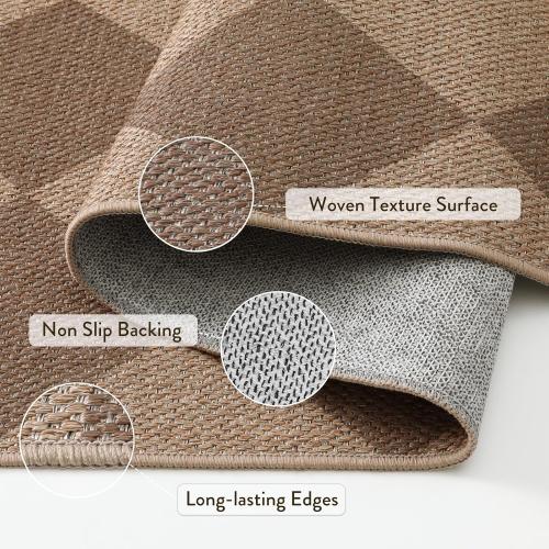 Lahome Checkered Easy Jute 6x9 Rug, Large Rugs for Living Room Dining Room Farmhouse Indoor Outdoor Carpet, Checkerboard Washable Geometric Rug Non Slip Black Carpet for Office Backyard Patio