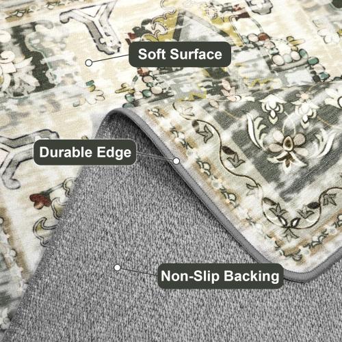 6x9 Area Rug for Living Room - Boho Rug for Bedroom Dining Room Machine Washable Vintage Carpet Stain Resistant