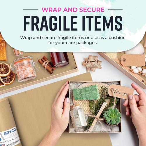 Bryco Goods 30 x 200' (2400) Brown Kraft Paper Roll - USA Made - Versatile for Different Arts and Crafts Projects - Pin Up Your Work Or School Notes - Create Vision Board for Your Bedroom