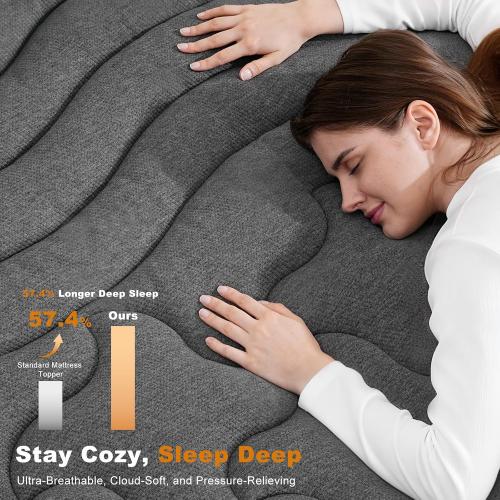Dual Layer 4 Inch Bamboo Memory Foam Mattress Topper Twin Size, 2 Inch Thick Soft Quilted Pillow Top Cover Plus 2 Inch Charcoal Gel Memory Foam Mattress Pad for Back Pain Relief