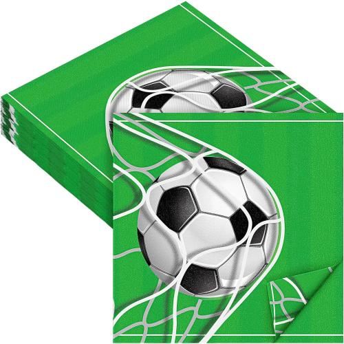 Aodaer 48 Pieces Soccer Paper Napkins Disposable Football Party Napkins Sports Ball Napkins Soccer Cocktail Dinner Napkin Set 13 x 13 Unfolded Football Tableware Napkins for Sports Party Supplies