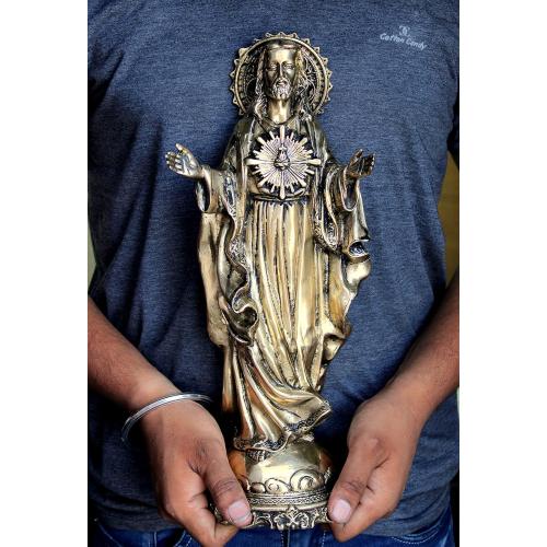 eSplanade Brass Jesus Christ Holy Statue Spiritual Idols - 16 inches (Big Size) | Religious Statues | Holy Statue of Christian