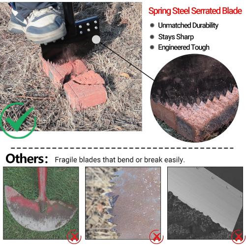 One-Piece Size 40in Manual Edger Lawn Tool with Spring Steel Blade Manganese Steel Border Edger for Landscaping Rustproof Half Moon Edger with Rubber Handle for Garden Maintenance