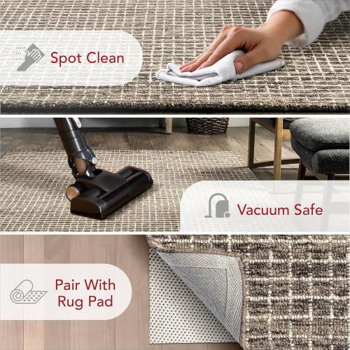Rugs USA Melrose Brown/Ivory, 7'6 x 9'6, Handmade, Wool & Cotton, Soft and Cozy, High Traffic, Stain Resistant, Easy Clean, Durable Area Rug for Bedroom, Living Room, Dining Space, Den, Entryway
