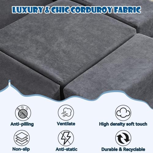 Foam Climbing Blocks 4Pcs Soft Play Equipment Luxury Corduroy Fabric, Toddler Climbing Playset Indoor Soft Play Climbing for Toddlers, Lightweight Climbing Blocks  ( grey )