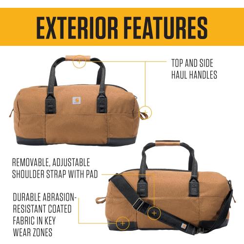 Color brown Carhartt Classic Duffels, Heavy-Duty Bag for Jobsite, Gym and Travel