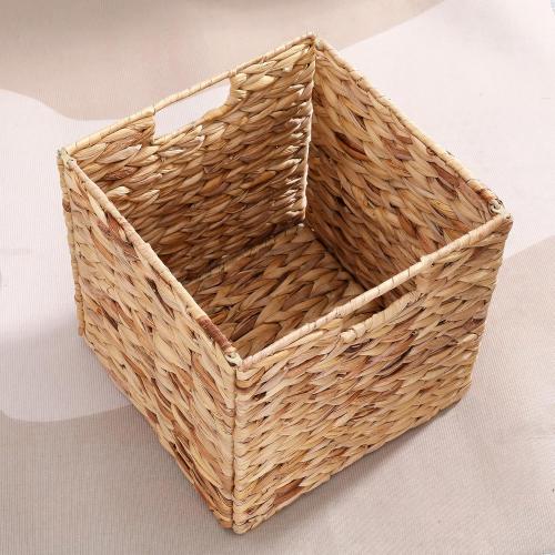 10.5 x 10.5in Wicker Storage Baskets, Cube Foldable Water Hyacinth Storage Baskets for 11 x 11 Cube Shelves Set of 4
