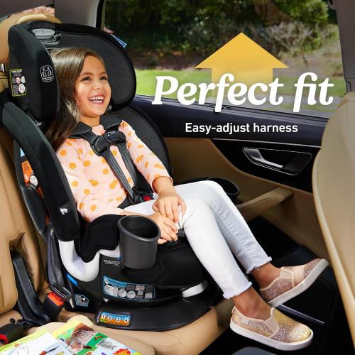 Graco Turn2Me 3-in-1 Rotating Convertible Car Seat, Brighton, Rear-Facing Rotation Only, Forward-Facing Mode, Highback Booster Up to 100 lbs, Adjustable Headrest & Harness, Steel Reinforced Frame (DARK GREY)