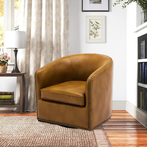 Swivel Arm Chair Camel (Whiskey Brown)