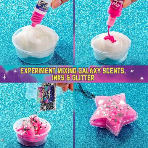 GirlZone Cosmic Cloud Slime Kit, Premade Galaxy Slime Kit for Girls Ages 10-12 with Glitter & Inks