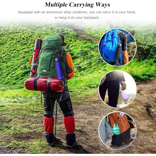 Nefeeko Collapsible Water Bottle, Reuseable BPA Free Silicone Foldable Water Bottles for Travel Gym Camping Hiking, Portable Leak Proof Sports Water Bottle with Carabiner