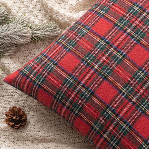 MIULEE Christmas Set of 2 Scottish Tartan Plaid Throw Pillow Covers Farmhouse Classic Decorative Outdoor Square Cushion Cases for Home Decor Sofa Couch 16x16 Inch, Red