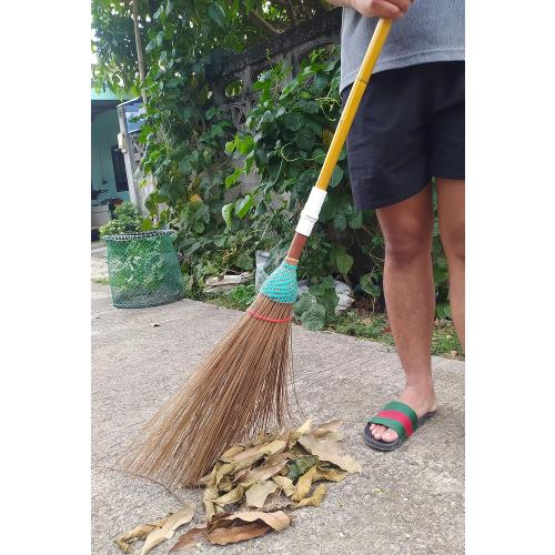 Size 61 inch Natural Coconut Leaf Broom - 61 Inch, Multi-Surface Outdoor Broom - Sweeps Snow & Wet Leaves - Sturdy Bamboo Handle - Asian Heavy Duty