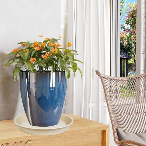 COLOR BLACK Size 26inch  6 pack of Plant Saucer Tray , Heavy Duty Plastic Pot Plant Drip Trays Saucers for Indoors Outdoor, Plant Water Tray for Planters