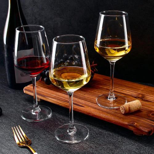Color Clear Wine Glasses Set of 8, 12oz Clear Red/White, Long Stem Wine Glasses for Party, Wedding and Home