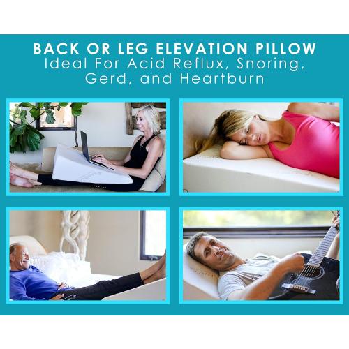 7.5 Inch Bed Wedge Pillow for Acid Reflux or Sleeping | 1.5 Inch Memory Foam Top with Stay Cool Cover | Incline Leg Elevation Pillows | Ideal for Gerd, Heartburn, and Snoring (25 Wx26 Lx7.5 H)