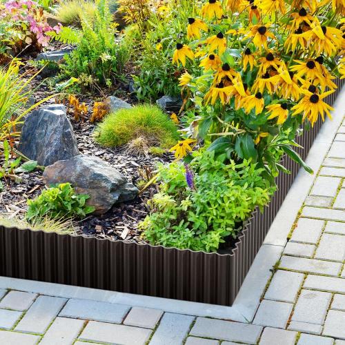 LAVEVE Corrugated Metal Garden Edging 6 x 40Ft, Landscape Edging Border for Lawn, Flower Bed, Garden Fence, Paver Edging (Black)