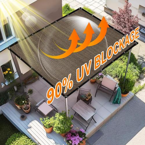 Artpuch 90% Sun Shade Cloth, 10 x 12 FT Pergola Shade Cover Canopy with Grommets, Sun Screen Fabric Tarp for Patio, Outdoor, Garden, Backyard, Mocha