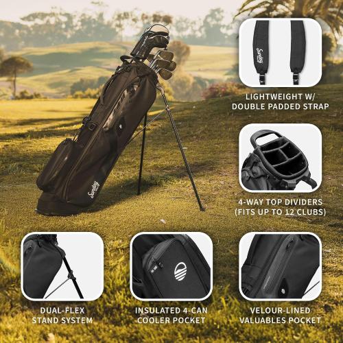 Sunday Golf El Camino Bag - Lightweight Golf Stand Bag with Strap | 3.9 pounds, Easy to Carry, For Driving Range, Par 3 and Standard Courses