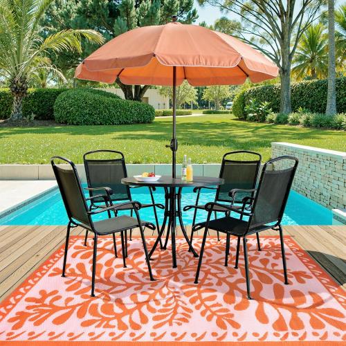 Anidaroel 6'x9' Outdoor Rug for Patio, Reversible Waterproof Patio Rug, Outdoor Plastic Straw Rug Outside Area Rug, RV Mat for Camping, Porch, Balcony, Pool Deck, Backyard (Orange, 6’x9')