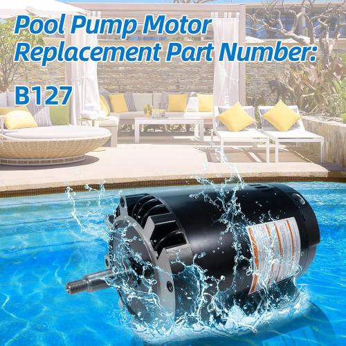 B127 Pool Motor 3/4 HP, 3450 RPM, 1 Speed, 230/115 Volts, 6.0/12.0 Amps, 1.5 Service Factor, 56J Frame, PSC, ODP Enclosure, C-Face