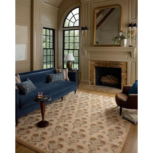 Loloi Chris Loves Julia Rue Collection RUE-01 Wheat/Sage 2'-3 x 3'-9 Accent Rug Jute Neutral Floral Living Room Bedroom Rug