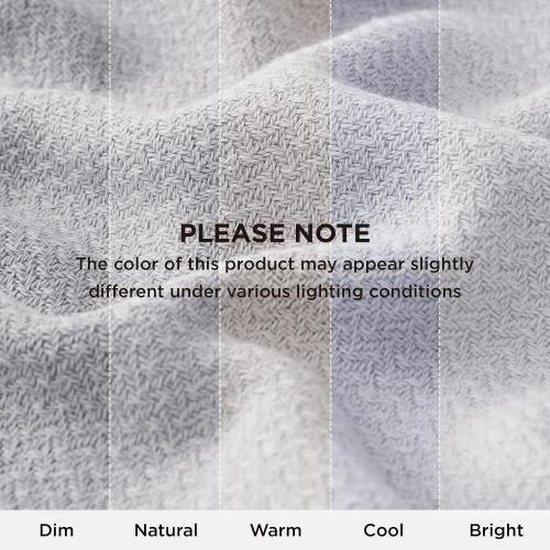Bedsure 100% Cotton Blanket, Herringbone Weave, Queen Size, Cool Grey