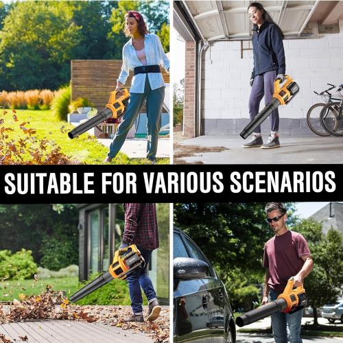 EWORK Cordless Leaf Blower, 21V Electric Handheld Blower with 2X 3.0Ah Batteries & Fast Charger, 550CFM 150MPH Lightweight 3.2Lbs for Lawn Care Yard Patio Cleaning - Yellow
