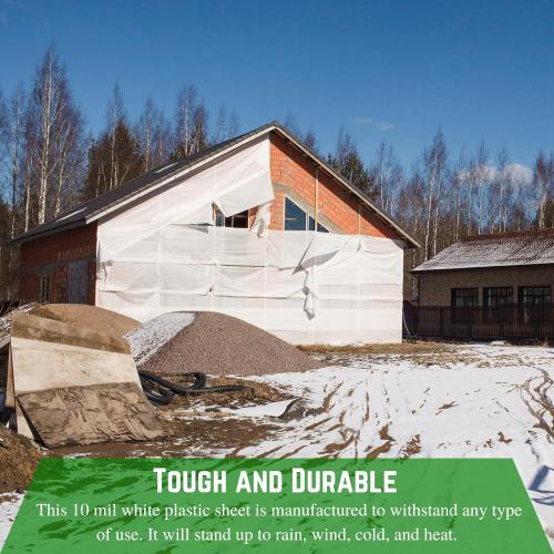 Farm Plastic Supply - White Plastic Sheeting - 10 mil - (10' x 100') - Thick Plastic Sheeting, Heavy Duty Polyethylene Film, Drop Cloth Vapor Barrier Covering for Crawl Space”