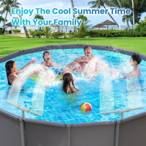 Pool Fountain for Above and In-Ground Pools, Dual Spray Waterfall Sprinkler Fountain, Above Ground Pool Accessories, Adjustable Waterfall Cooling and Relaxation