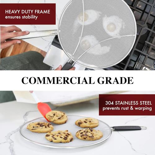 BergKoch Splatter Screen for Frying Pan - 15 Inch Stainless Steel Grease Splatter Guard - Cover Oil Splash when Sizzling Bacon, Cooking Fried Chicken or Popcorn