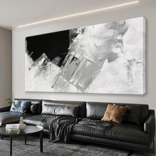 TAIJXAGSG Abstract Wall Art Painting Modern Grey Wall Decor Living Room 24 X 48 Canvas Art Wall Decor Black White Wall Art Canvas Prints Artwork For Bathroom Kitchen Office Decoration