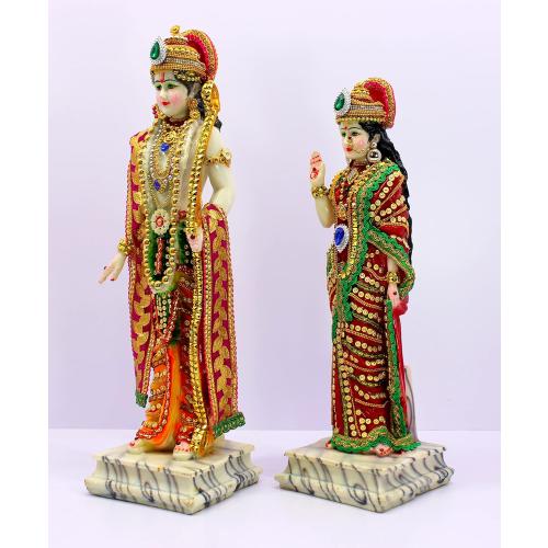 Size 18 eSplanade Ram ji Shri Ram and Sita Maa Murti Idol Statue Sculpture | Decorative Items - Home Decor | Resin - Multi - 18 Inches (Big Size)
