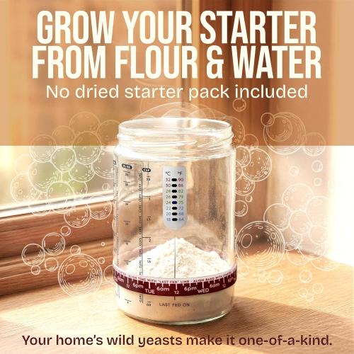 Superbaking Sourdough Starter Jar, Beginner Sourdough Starter Kit, 34oz Wide Mouth Sour Dough Glass Jar with Guides & Recipes, Sourdough Bread Baking Supplies, Sourdough Container Crock
