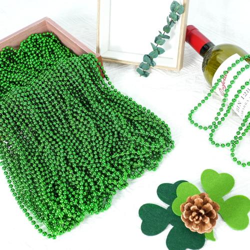 SHAOQINLIN 144 PCS St. Patrick's Day Bead Necklaces, Green Mardi Gras Christmas Beads, 33'' Green Party Beads for St. Patricks Day, Mardi Gras, Christmas, Carnival Party Favors