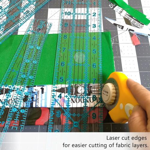 Sewing Ruler,5 Piece Quilting Rulers,3 x17 Inch,1.5 x17 Inch,3 x12 Inch,1.5 x10 Inch,1 x6 Inch,Acrylic Ruler,Cutting Ruler with Non-Slip Rings (Blue)