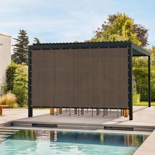 Size 16X16 Ft Color Grey 90% Sun Shade Cloth with Grommets, Outdoor Sun Shade Cover Heavy-Duty Sunblock Fabric Trap for Patio Lawn Garden Pergola, Mocha,